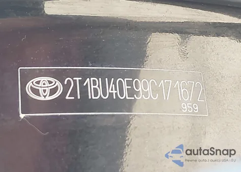 2009 Toyota Corolla Le/S/Xle z USA, uszkodzony, nr VIN 2T1BU40E99C171672